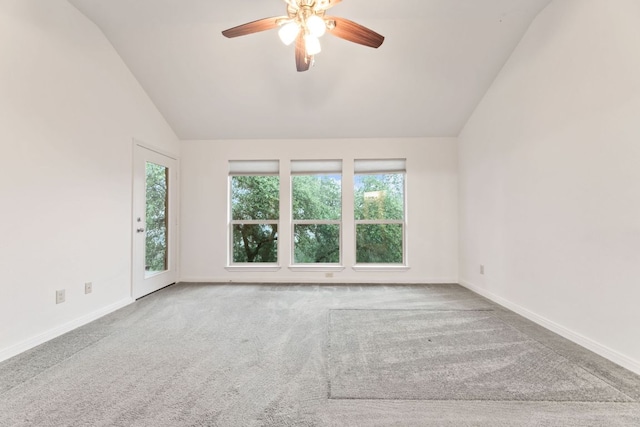 851 Stone Mountain Dr, Marble Falls, TX 78654 - unfurnished room with lofted ceiling, carpet floors, and a ceiling fan