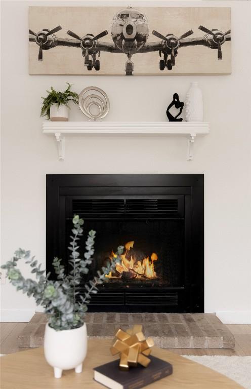 701 Mankato Dr, Austin, TX 78748 - detailed view of a warm lit fireplace