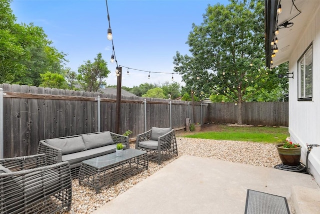 701 Mankato Dr, Austin, TX 78748 - fenced backyard featuring outdoor lounge area and a patio area