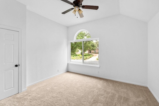 10504 Grand Oak Cir, Austin, TX 78750 - carpeted empty room with ceiling fan and vaulted ceiling
