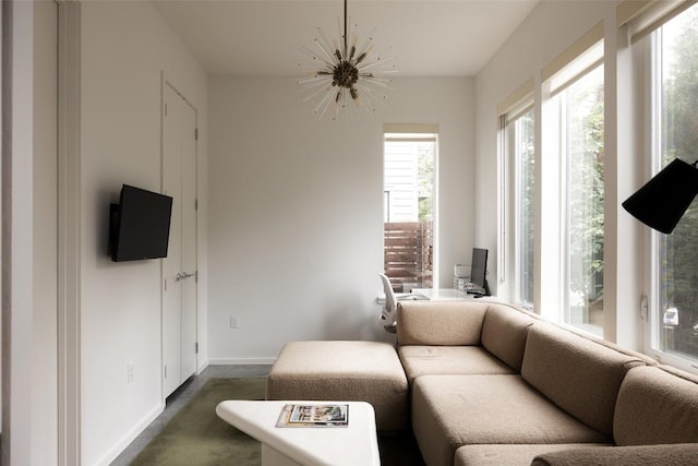 3100 Menchaca Rd Unit 10, Austin, TX 78704 - living room with baseboards and dark carpet