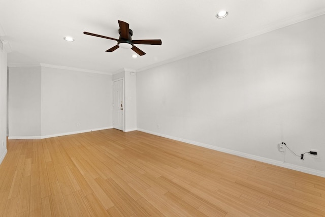 900 S Lamar Blvd Unit 304, Austin, TX 78704 - unfurnished room with ceiling fan, recessed lighting, light wood finished floors, and ornamental molding