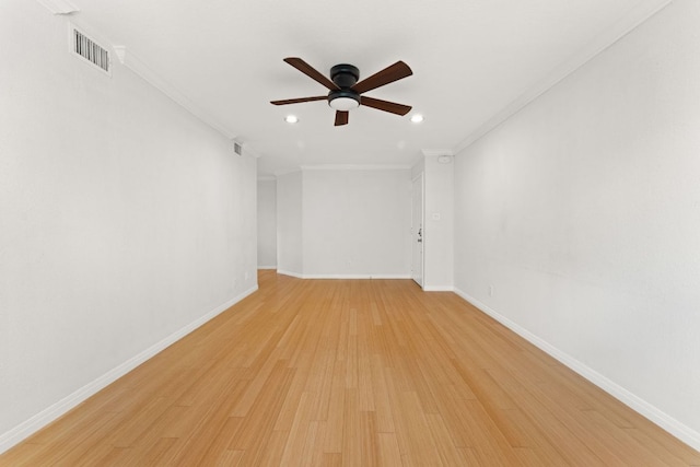 900 S Lamar Blvd Unit 304, Austin, TX 78704 - unfurnished room with ceiling fan, light wood-style flooring, ornamental molding, and recessed lighting