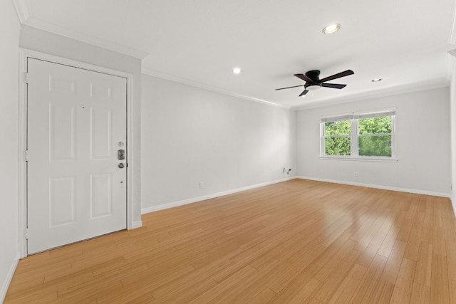 900 S Lamar Blvd Unit 304, Austin, TX 78704 - unfurnished room featuring crown molding, recessed lighting, light wood-type flooring, and ceiling fan