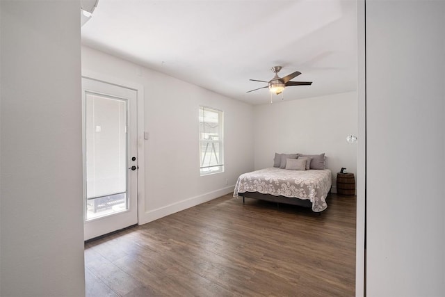 13516 Caldwell Dr, Austin, TX 78750 - bedroom featuring wood finished floors and ceiling fan
