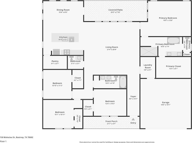 130 Mokalau Dr, Bastrop, TX 78602 - view of room layout