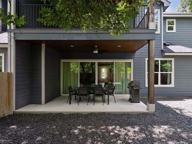 5408 Prock Ln Unit A, Austin, TX 78721 - rear view of property featuring a balcony, ceiling fan, and a patio