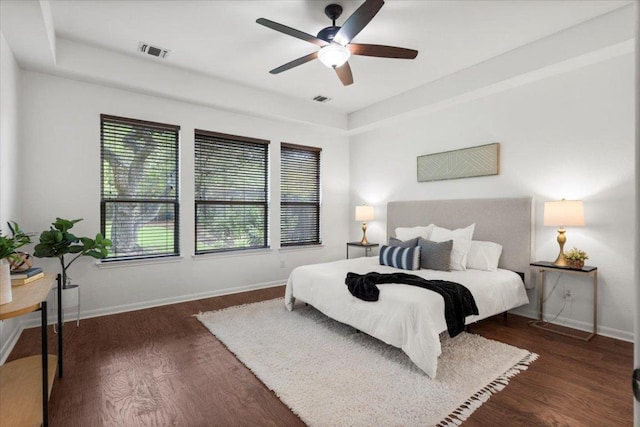 211 Longmont Ln, Austin, TX 78737 - bedroom with wood finished floors and ceiling fan