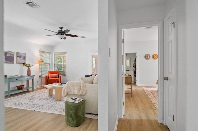 9273 Vigen Cir, Austin, TX 78748 - living room featuring wood finished floors and a ceiling fan
