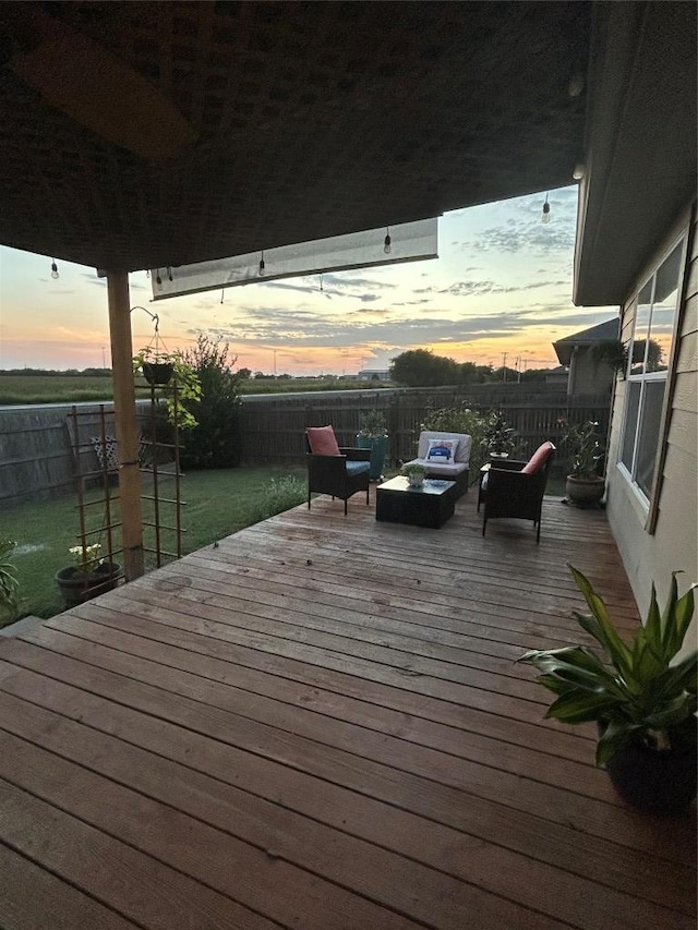 233 Voss, Kyle, TX 78640 - wooden deck featuring a fenced backyard and an outdoor living space
