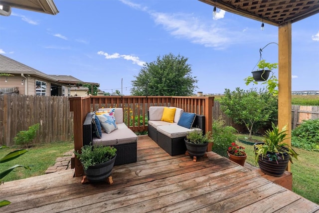 233 Voss, Kyle, TX 78640 - deck with outdoor lounge area and a fenced backyard