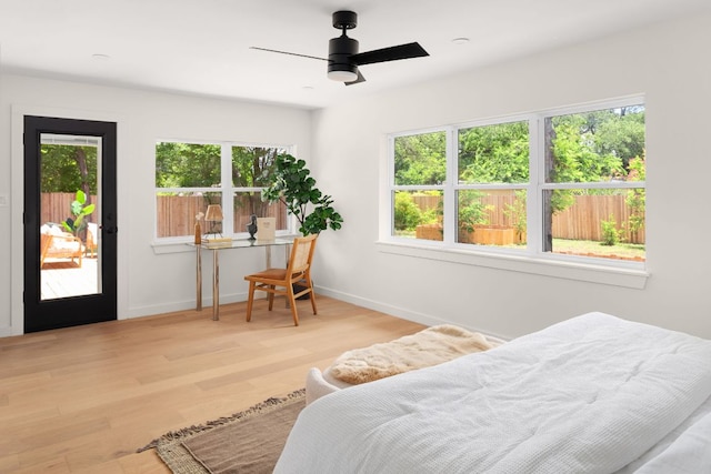 1405 Ridgehaven Dr, Austin, TX 78723 - bedroom with wood finished floors and ceiling fan