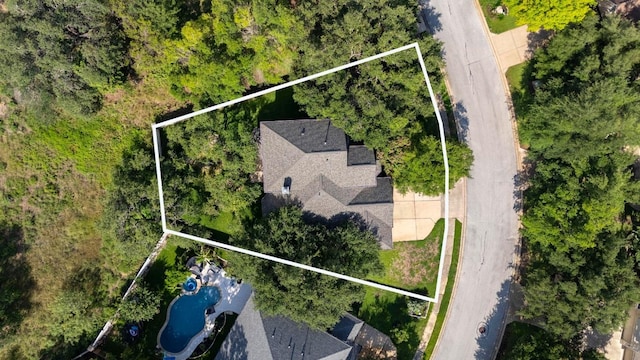 3213 Summer Canyon Dr, Austin, TX 78732 - aerial view of property and surrounding area featuring property parcel outlined