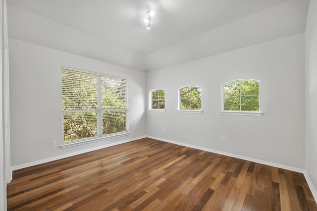 3213 Summer Canyon Dr, Austin, TX 78732 - unfurnished room with wood finished floors and lofted ceiling