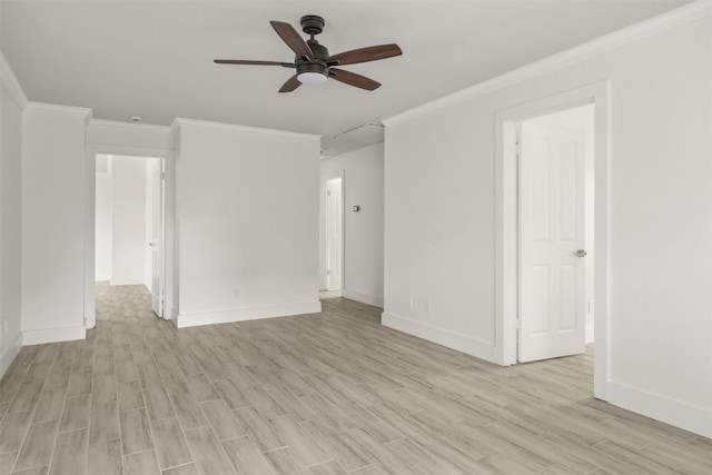 8104 Broken Branch Dr, Round Rock, TX 78681 - empty room featuring light wood-style flooring, crown molding, and ceiling fan