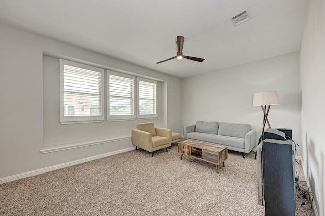 600 E Baylee Love Ln, Austin, TX 78717 - carpeted living room with a ceiling fan and baseboards