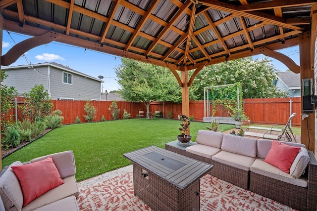 7625 Cayenne Ln, Austin, TX 78741 - fenced backyard featuring an outdoor living space and a patio area