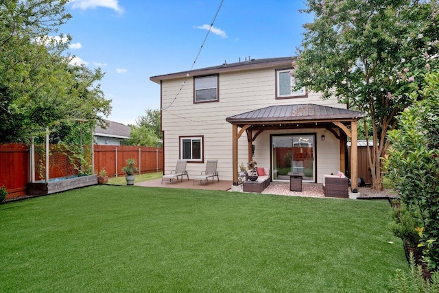7625 Cayenne Ln, Austin, TX 78741 - back of property featuring a gazebo, a fenced backyard, and a patio