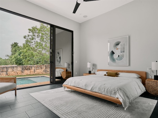 412 Kemp St, Austin, TX 78741 - bedroom featuring access to exterior and a ceiling fan