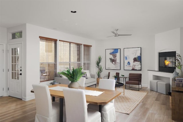 3406 Menchaca Rd Unit 14, Austin, TX 78704 - dining area featuring light wood finished floors and a ceiling fan