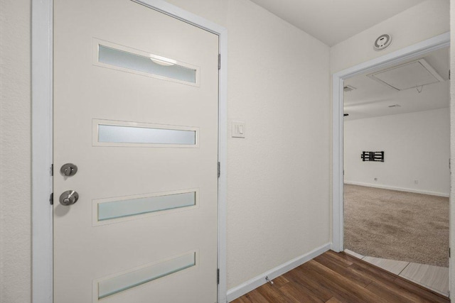7604 Beinville Cv, Austin, TX 78749 - doorway featuring baseboards and dark wood-style floors