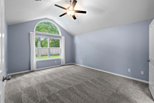 9105 Trickle Trace Trl, Round Rock, TX 78681 - carpeted spare room featuring vaulted ceiling and ceiling fan