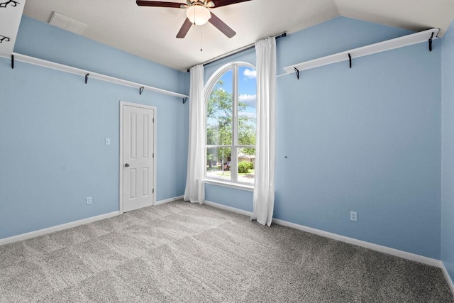 9105 Trickle Trace Trl, Round Rock, TX 78681 - spare room with ceiling fan, healthy amount of natural light, carpet flooring, and vaulted ceiling