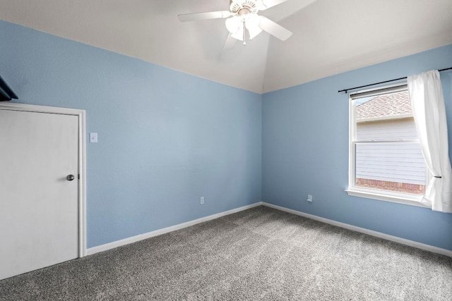 9105 Trickle Trace Trl, Round Rock, TX 78681 - empty room featuring carpet flooring, ceiling fan, and lofted ceiling
