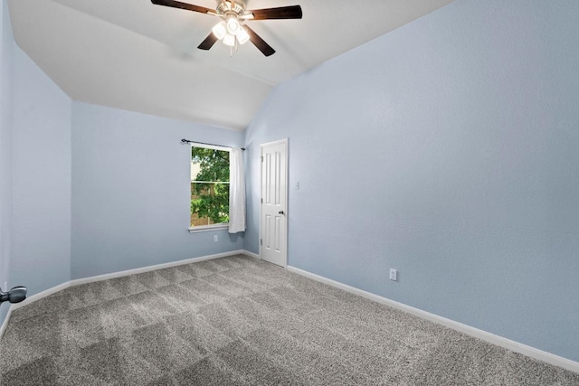 9105 Trickle Trace Trl, Round Rock, TX 78681 - empty room with ceiling fan, carpet floors, and vaulted ceiling