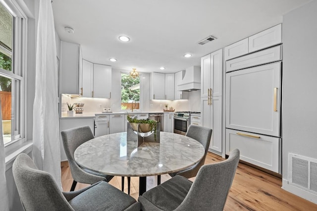 2306 Westoak Dr, Austin, TX 78704 - dining area with light wood-type flooring and recessed lighting