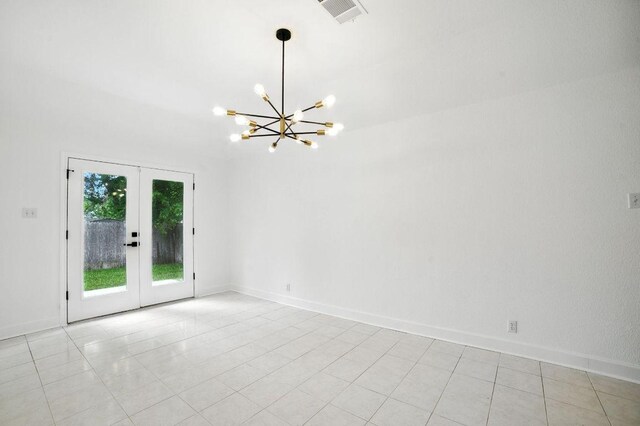 3013 Wavecrest Blvd, Austin, TX 78728 - empty room featuring a chandelier and french doors