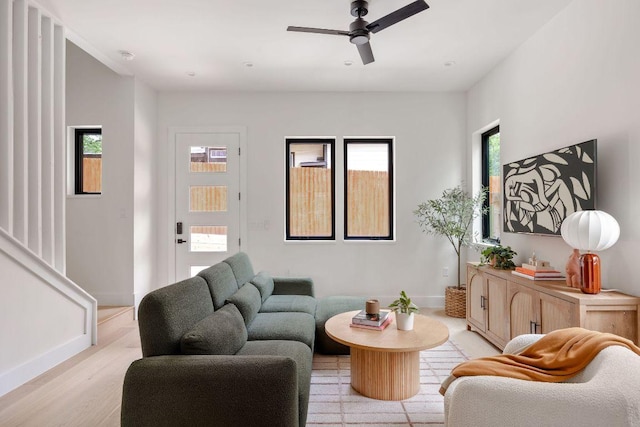505 Philco Dr Unit 3, Austin, TX 78745 - living area featuring light wood-style floors and ceiling fan