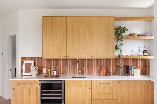 505 Philco Dr Unit 3, Austin, TX 78745 - indoor wet bar with beverage cooler and tasteful backsplash