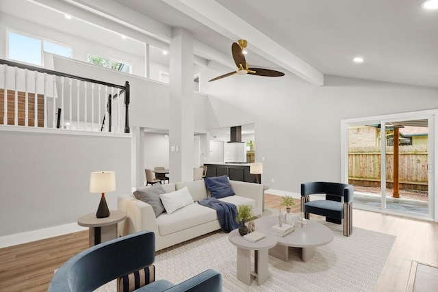 11462 Bristle Oak Trl, Austin, TX 78750 - living room with wood finished floors, a ceiling fan, and recessed lighting