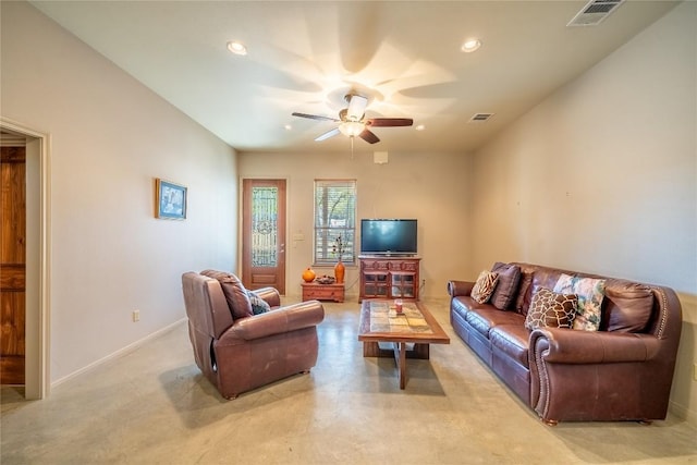 103 Rolling Hills Dr, Spicewood, TX 78669 - living area with a ceiling fan and recessed lighting