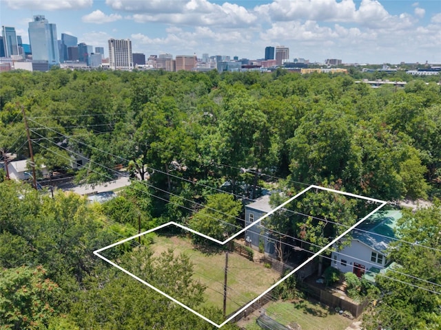 1605 Garden St, Austin, TX 78702 - aerial view of property's location featuring property parcel outlined and city skyline