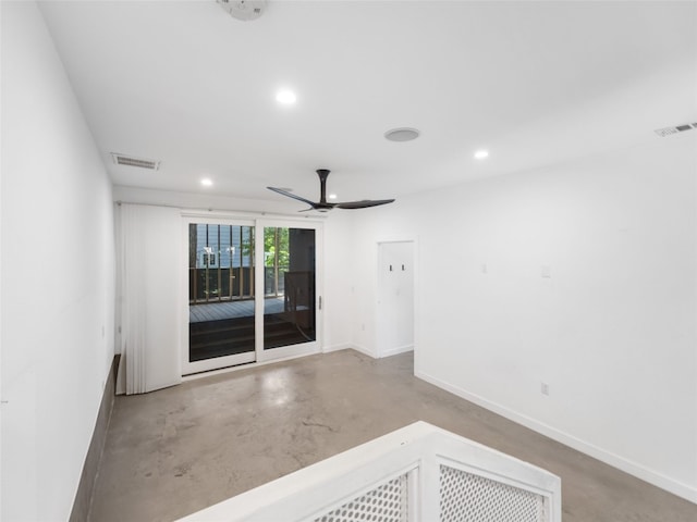 1605 Garden St, Austin, TX 78702 - spare room featuring concrete flooring, recessed lighting, and a ceiling fan