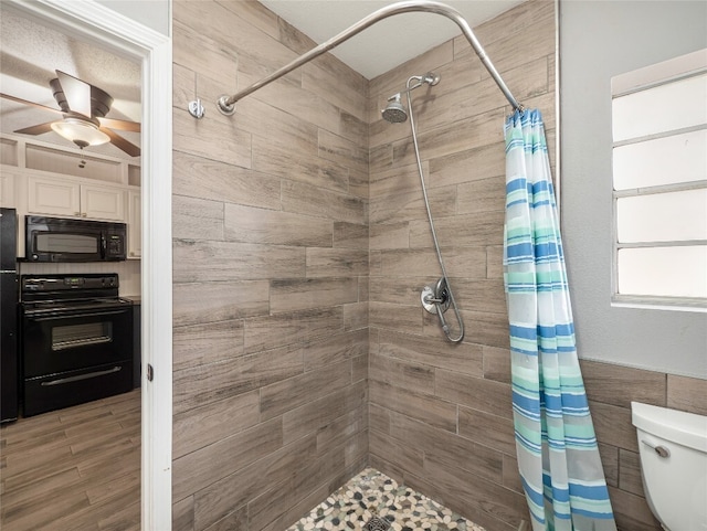 3908 Boat Dock Rd, Lago Vista, TX 78645 - full bathroom with ceiling fan and a tile shower