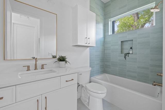 6406 Cannonleague Dr Unit 2, Austin, TX 78745 - full bath featuring vanity, tile patterned flooring, and washtub / shower combination