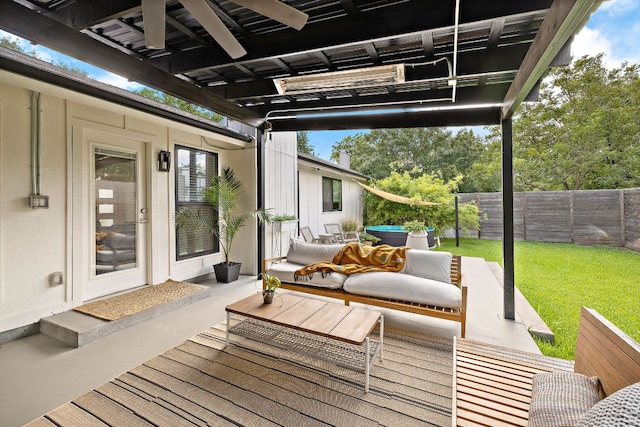 2709 Jorwoods Dr, Austin, TX 78745 - wooden terrace with outdoor lounge area