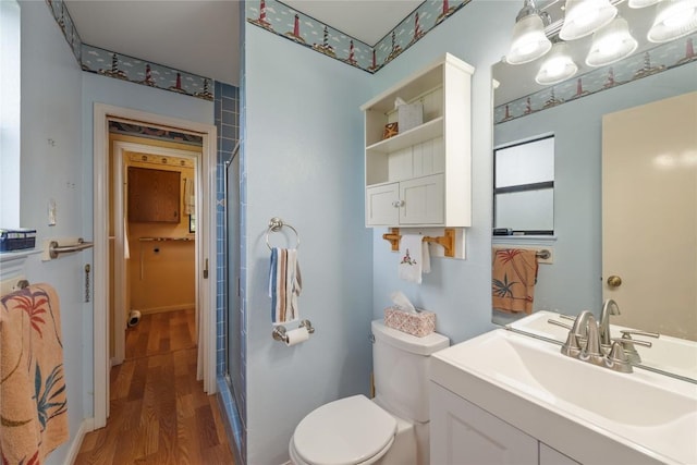 344 Fm 2984th Rd, Luling, TX 78648 - full bathroom with wood finished floors, vanity, and a shower