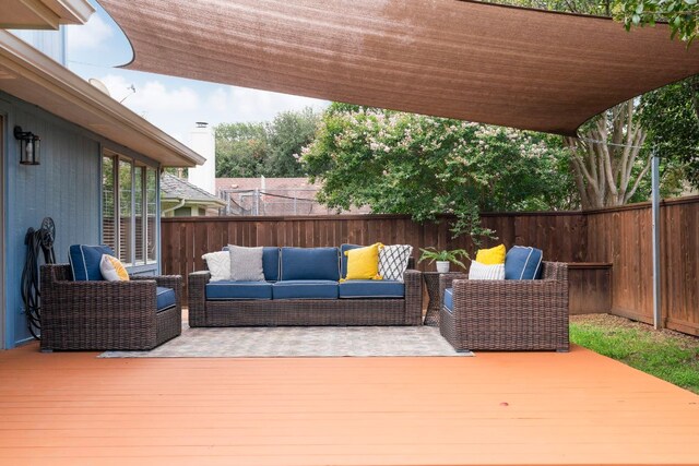 5205 Encinitas Ln, Austin, TX 78749 - wooden terrace with an outdoor living space
