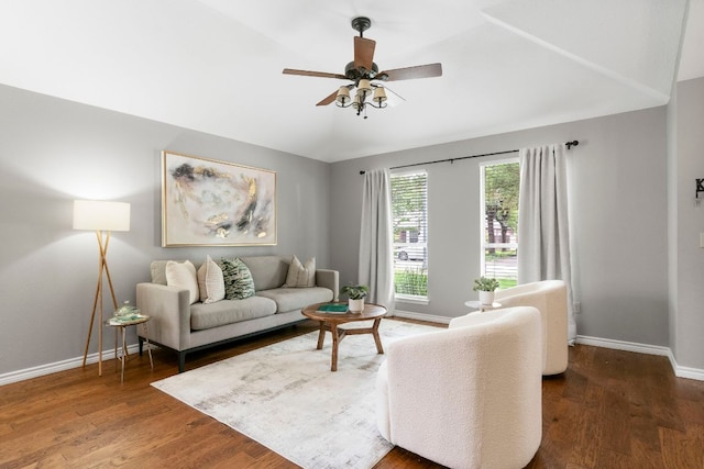 5205 Encinitas Ln, Austin, TX 78749 - living area featuring wood finished floors and a ceiling fan