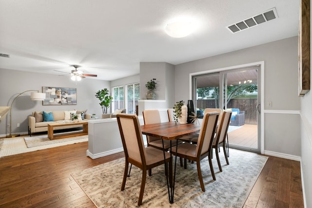 5205 Encinitas Ln, Austin, TX 78749 - dining room with wood-type flooring and a ceiling fan