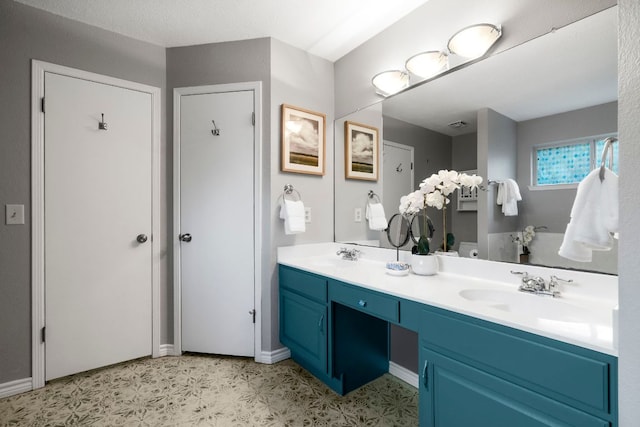 5205 Encinitas Ln, Austin, TX 78749 - bathroom with double vanity and tile patterned floors