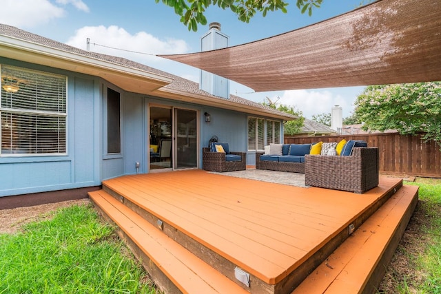 5205 Encinitas Ln, Austin, TX 78749 - wooden deck featuring an outdoor hangout area