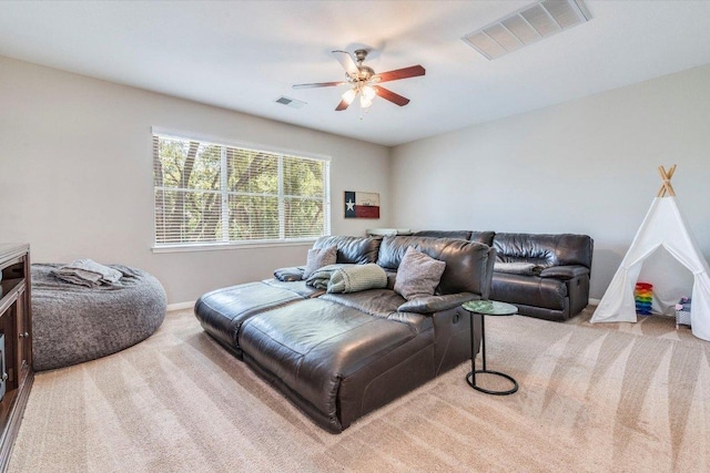 1604 Hughes Dr, Cedar Park, TX 78613 - carpeted living room with a ceiling fan and baseboards