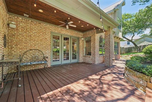 128 Squires Dr, Lakeway, TX 78734 - wooden terrace featuring ceiling fan and french doors