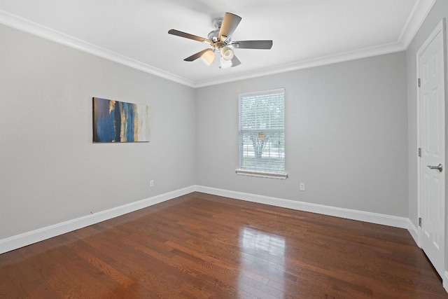 1101 Mahan Dr, Austin, TX 78721 - spare room with crown molding, ceiling fan, and dark wood-style flooring