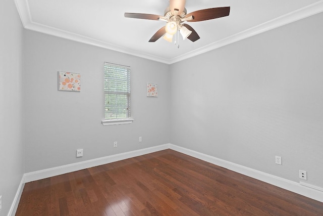 1101 Mahan Dr, Austin, TX 78721 - spare room featuring ornamental molding, dark wood finished floors, and a ceiling fan